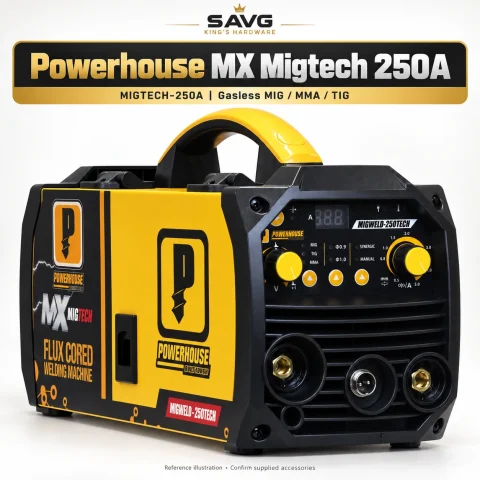 MIGTECH-250A welding machine — original reference illustration by SAVG King’s Hardware