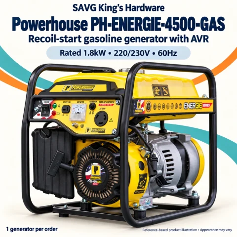 Powerhouse PH-ENERGIE-4500-GAS Recoil Gasoline Generator — 1.8kW — reference-based product illustration