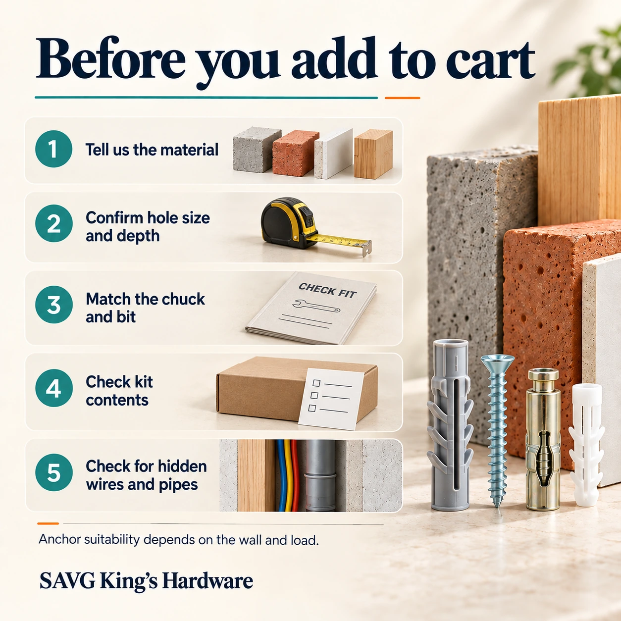 SAVG King's Hardware drilling order guide buying checklist