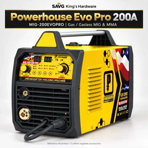 Powerhouse Evo Pro MIG-200EVOPRO gas / gasless welding machine — original reference illustration