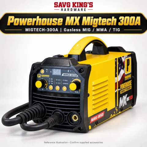 MIGTECH-300A welding machine — original reference illustration by SAVG King’s Hardware