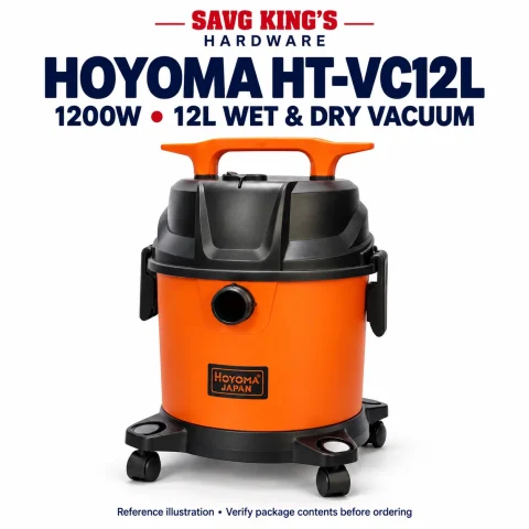 Hoyoma HT-VC12L 1200W 12L Wet & Dry Vacuum Cleaner — SAVG King's Hardware model-reference illustration; verify box contents.
