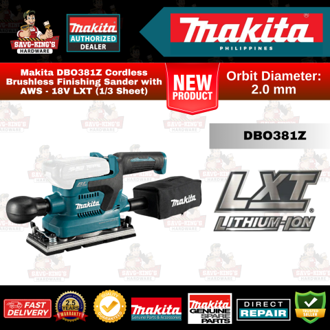 Makita DBO381Z Cordless Brushless Finishing Sander with AWS - 18V LXT (1/3 Sheet)