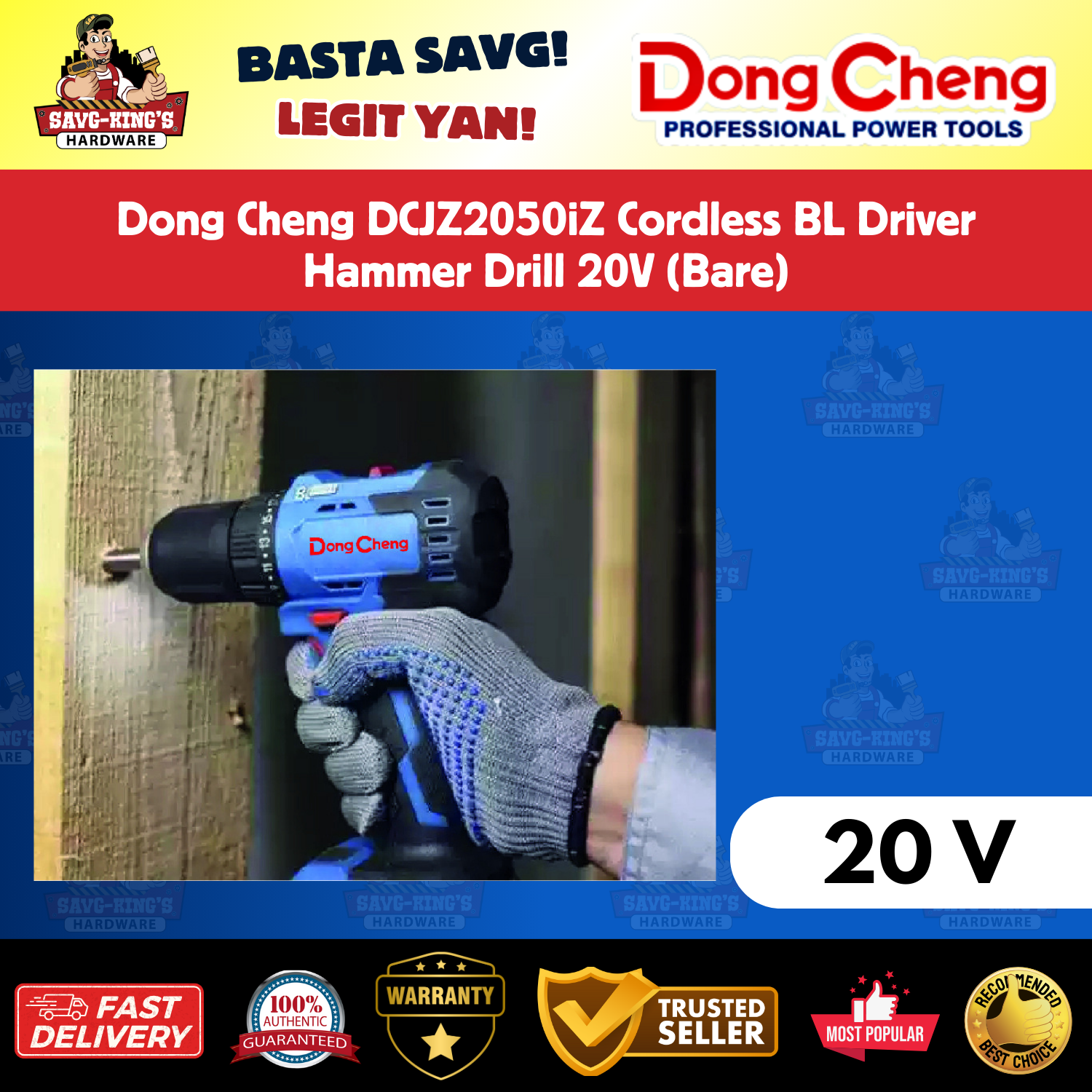 Dong Cheng DCJZ2050iEM Cordless BL Driver Hammer Drill 20V 4.0AH - Image 3