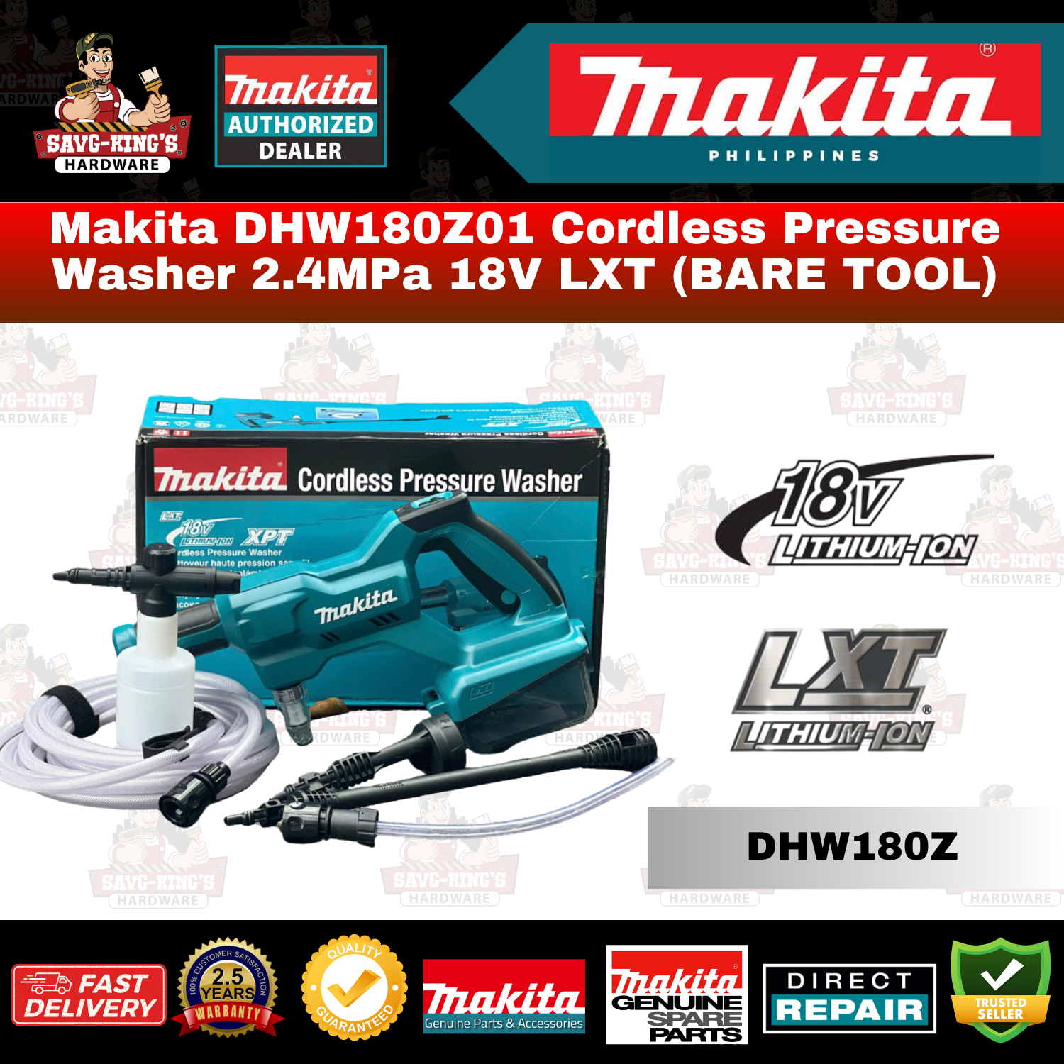 Makita DHW180Z01 Cordless 2.4 MPa Pressure Washer LXT 18v (Bare)