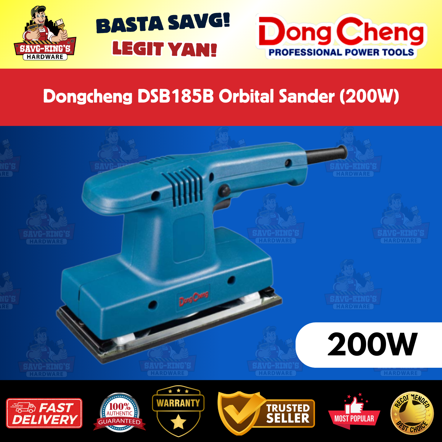 Dongcheng DSB185B Orbital Sander (200W)