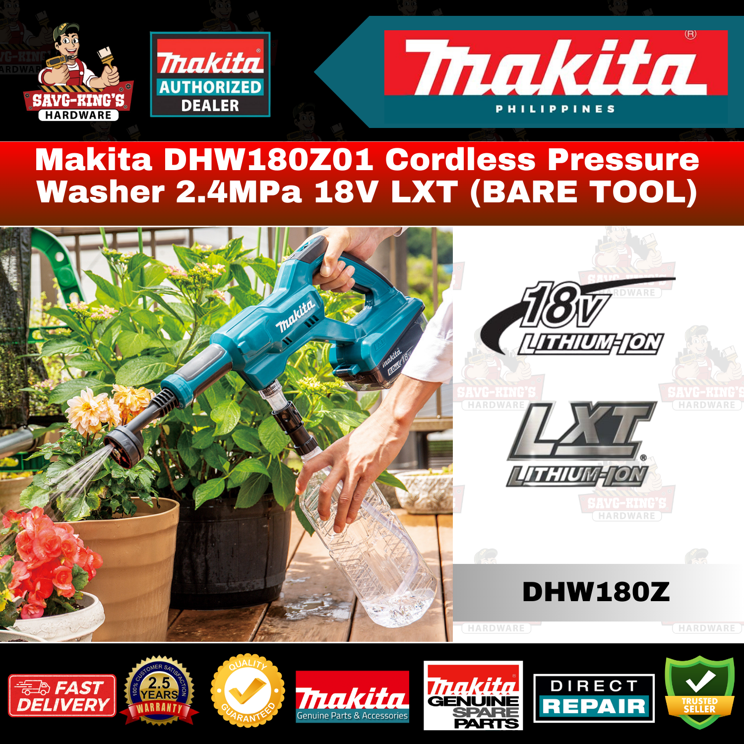 Makita DHW180Z01 Cordless 2.4 MPa Pressure Washer LXT 18v (Bare)