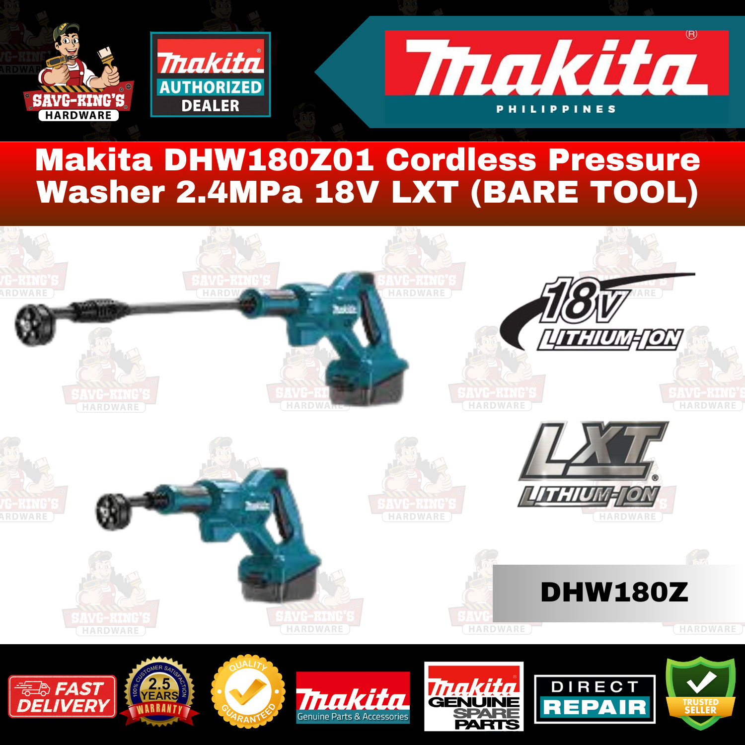 Makita DHW180Z01 Cordless 2.4 MPa Pressure Washer LXT 18v (Bare)