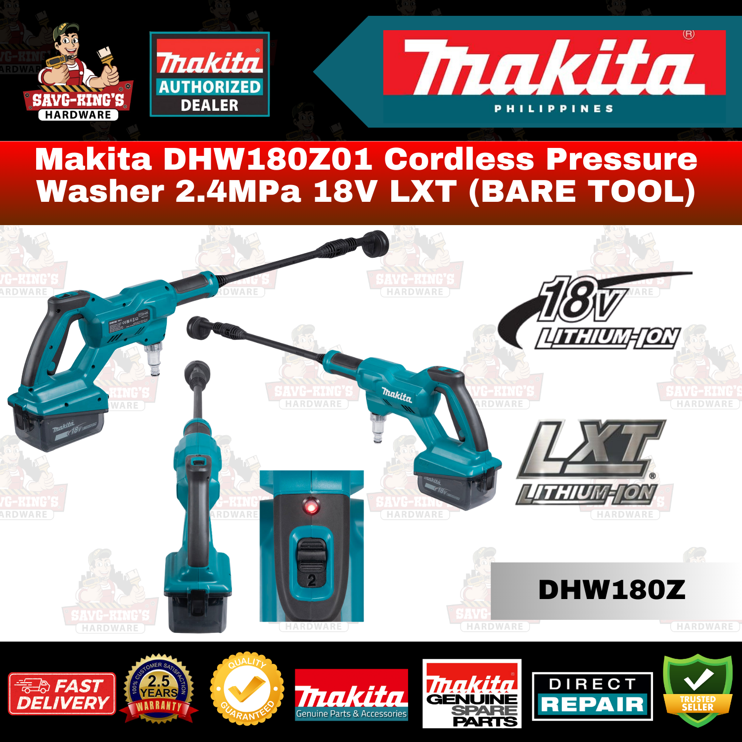 Makita DHW180Z01 Cordless 2.4 MPa Pressure Washer LXT 18v (Bare)