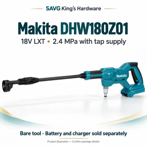 Makita DHW180Z01 bare-tool washer — battery and charger sold separately — original illustration