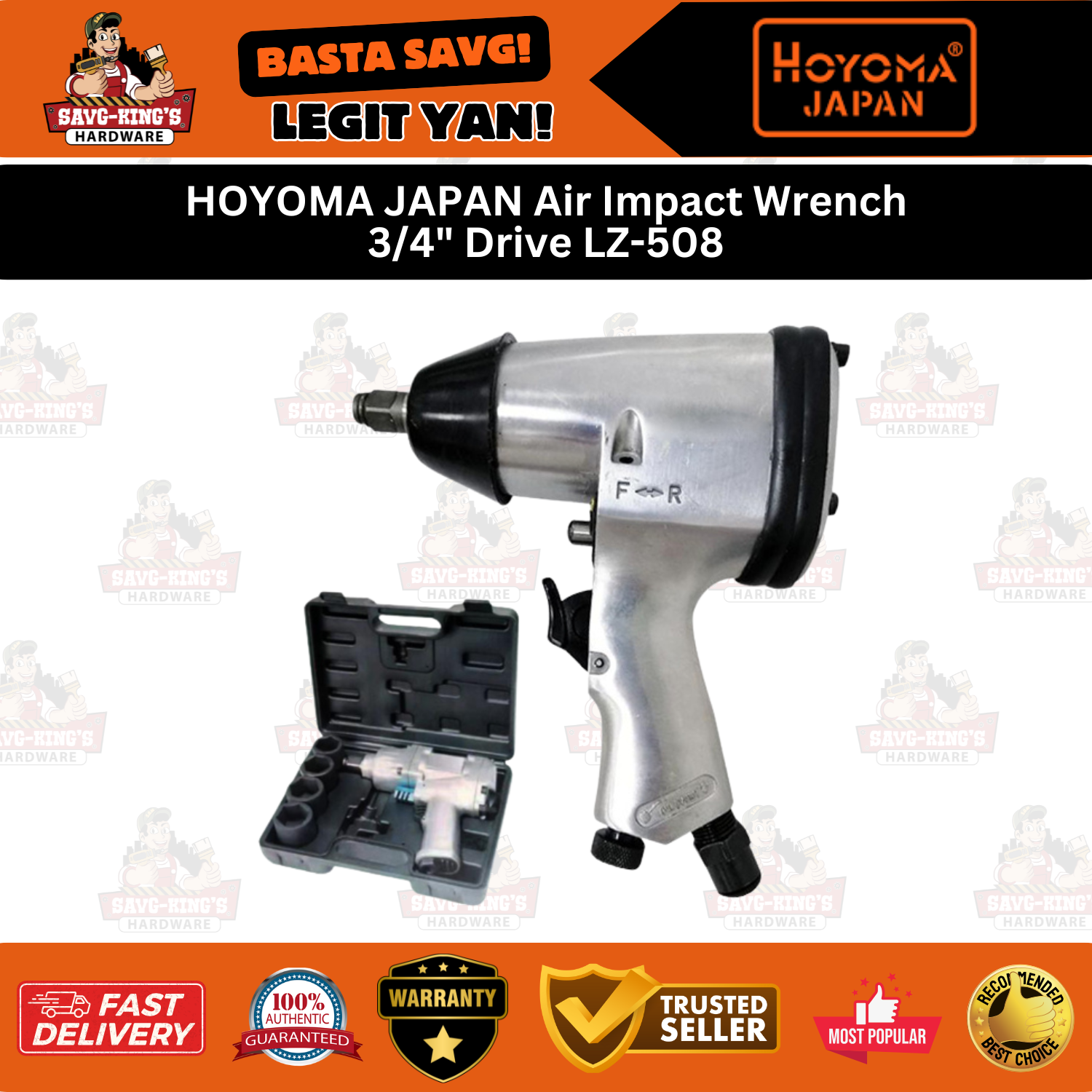 HOYOMA JAPAN Air Impact Wrench 3/4" Drive LZ-508
