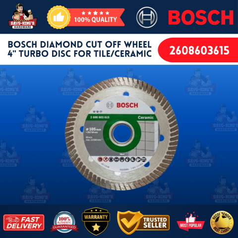 Bosch Diamond Cut Off Wheel 4" Turbo Disc for Tile/Ceramic (2608603615)