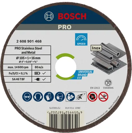 Bosch PRO stainless and metal cutting wheel 2608901468, 105x1x16 mm