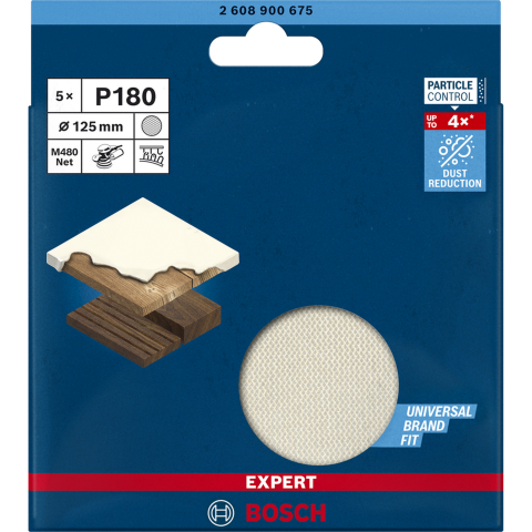 Bosch EXPERT M480 125mm P180 five-piece pack SKU 2608900675