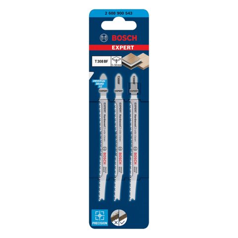 Bosch EXPERT T 308 BF Hardwood 2-side clean three-piece jigsaw blade pack 2608900543