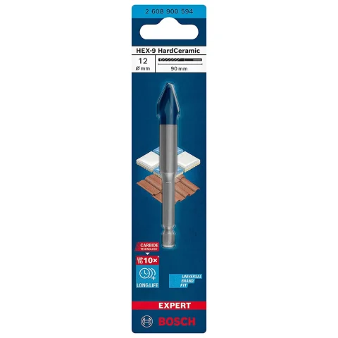 Bosch HEX-9 HardCeramic 12 mm drill bit package, part 2608900594