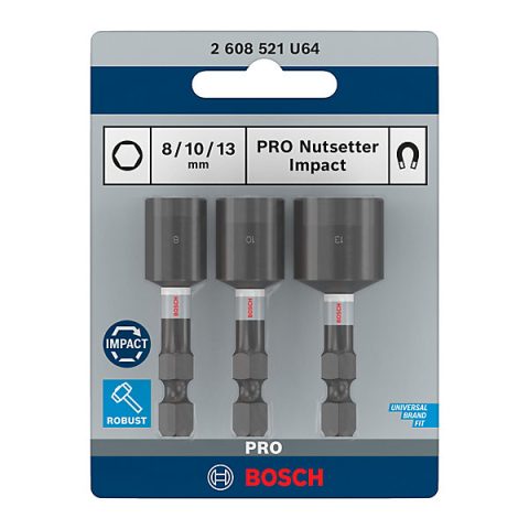 Bosch PRO Impact Nutsetter three-piece set in 8 10 and 13 mm, SKU 2608521U64