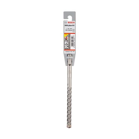 Bosch SDS plus-5X hammer drill bit 10 mm diameter 100 mm working length 160 mm total length, real package photo (legacy stock code shown on packaging)