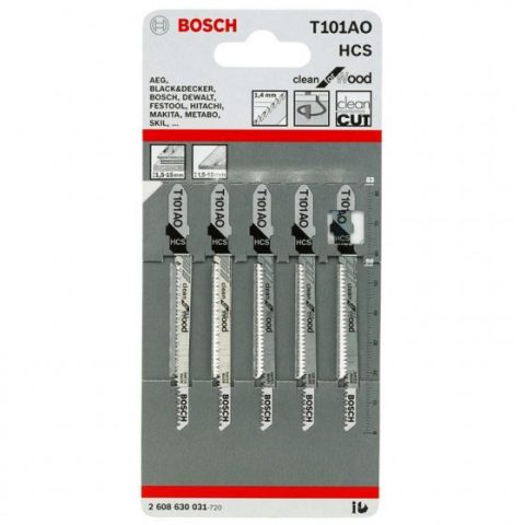 Bosch T 101 AO clean curved-cut wood jigsaw blades five-pack part 2608630031