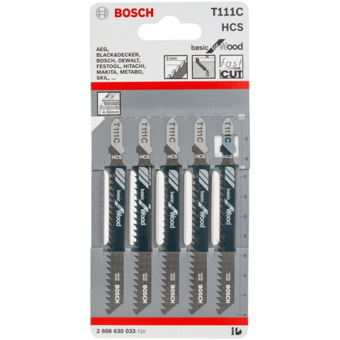 Bosch T111C Basic for Wood 5 piece jigsaw blade pack SKU 2608630033