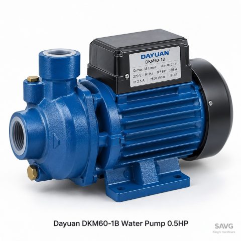Dayuan DKM60-1B 0.5HP water pump — recreated illustration; indicative image, actual model may vary