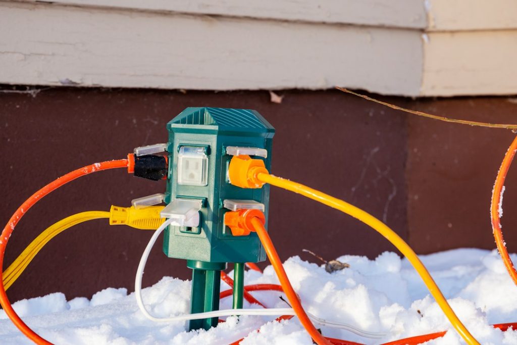Overloaded power connection illustrating extension cord safety