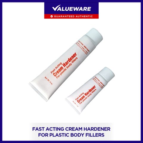 Fast acting cream hardener for plastic body fillers