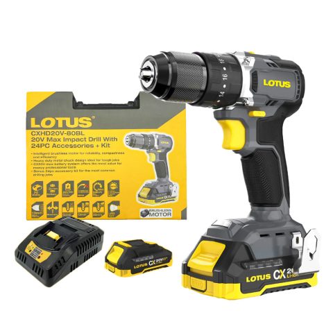 Lotus CXHD20V-80BL/2 20V Cordless Impact Drill Kit
