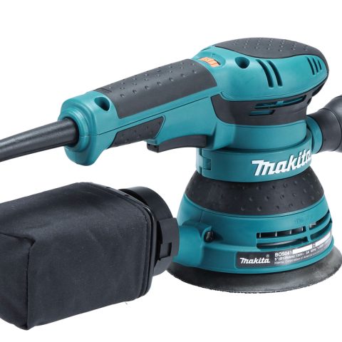 Makita BO5041 300W 125mm random orbital sander with adjustable front handle and dust bag
