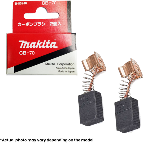 Makita CB-70 pair of genuine spring-loaded carbon brushes, replacement for previous A-81212 designation