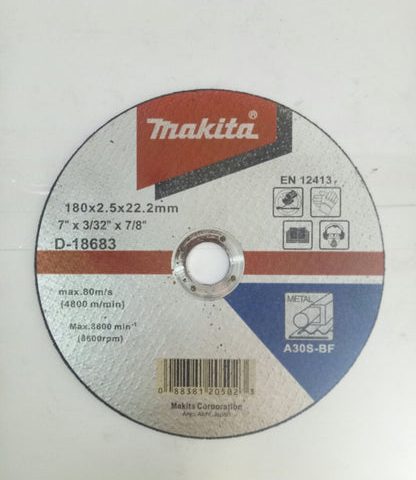 Makita D-18683 180mm by 2.5mm A30S cut-off wheel for metal, manufacturer's front label