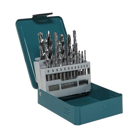 Makita D-46202 18-piece metal wood and masonry drill bit set in metal storage case