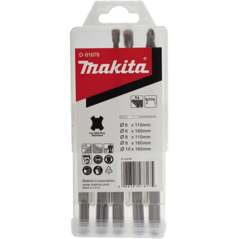 Makita D-61678 five SDS-Plus concrete drill bits in original transparent Makita case