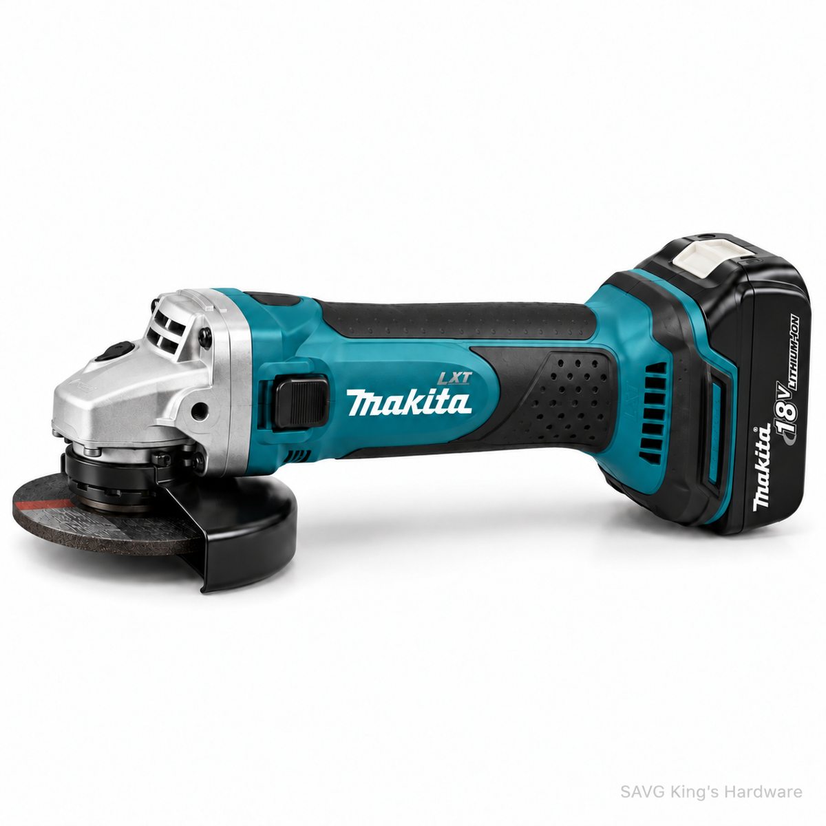 Makita DGA402RF cordless 100mm angle grinder side view