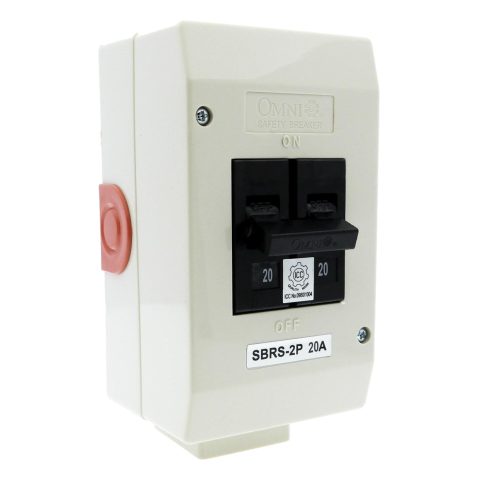 OMNI SBRS-2P 20A 2-pole safety breaker with outlet