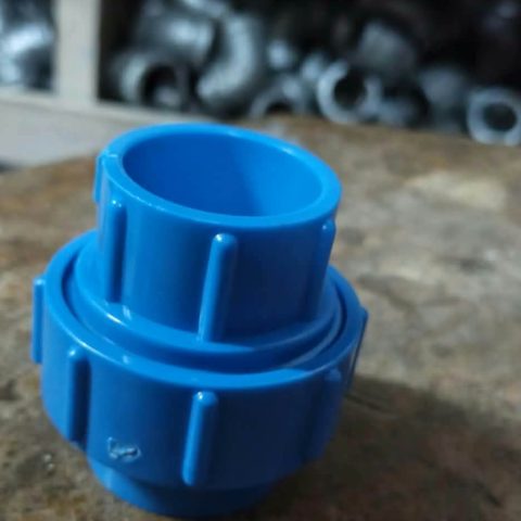 Tesla blue PVC union fitting, representative size may vary