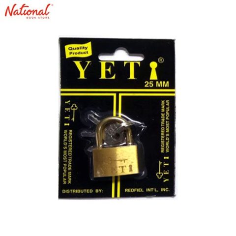 Yeti brass padlock family reference; exact size listed in product title