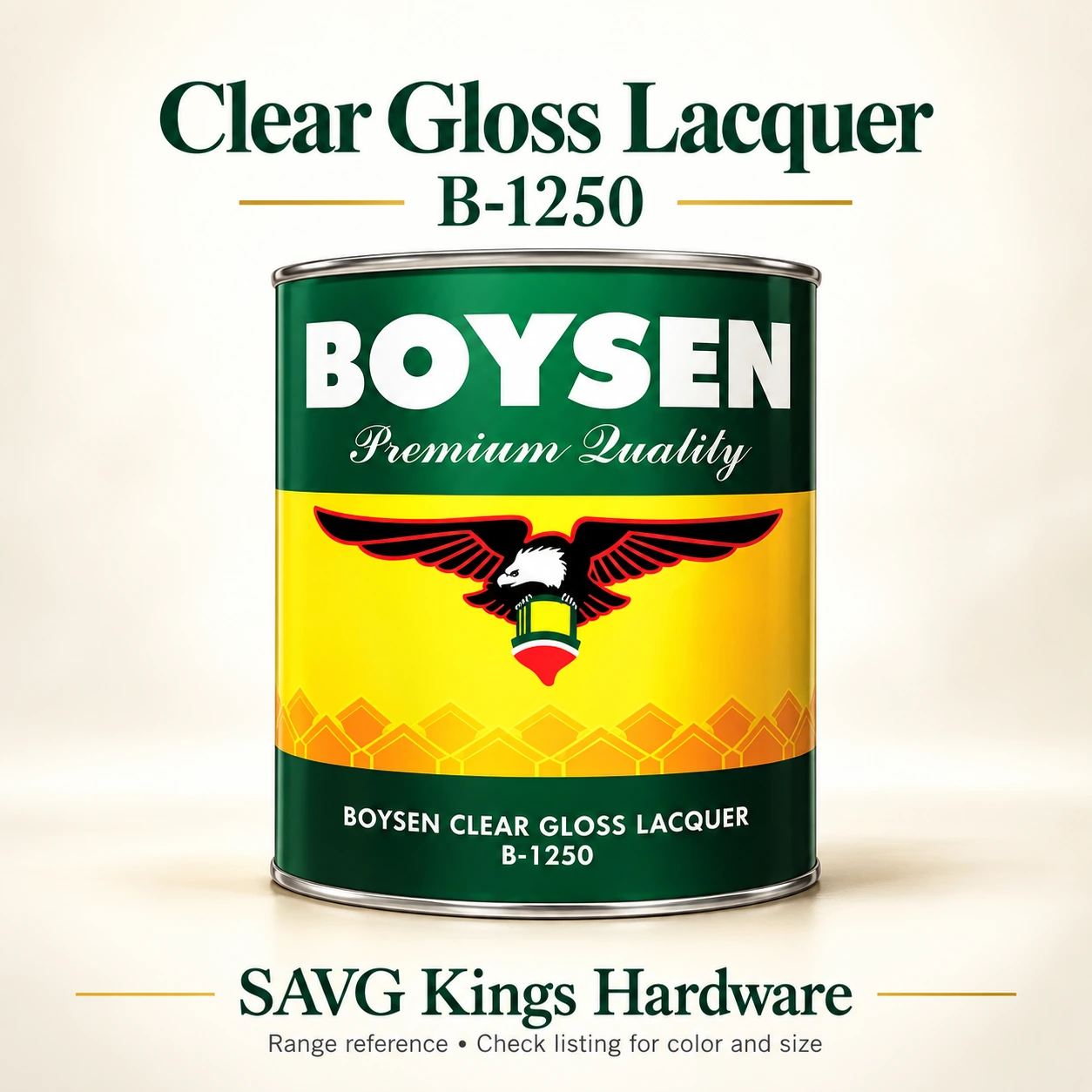 Boysen Clear Gloss Lacquer B-1250 representative packaging; check listing for exact color and size; additional components are separate unless specified