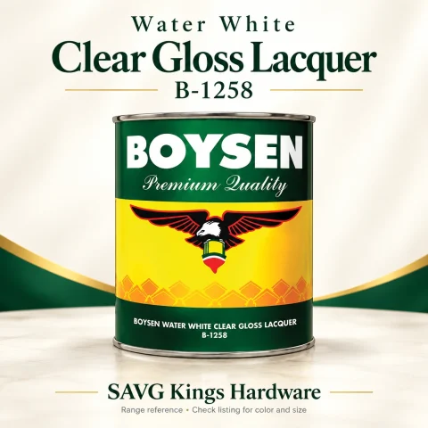 Boysen Water White Clear Gloss Lacquer B-1258 representative packaging; check listing for exact color and size; additional components are separate unless specified