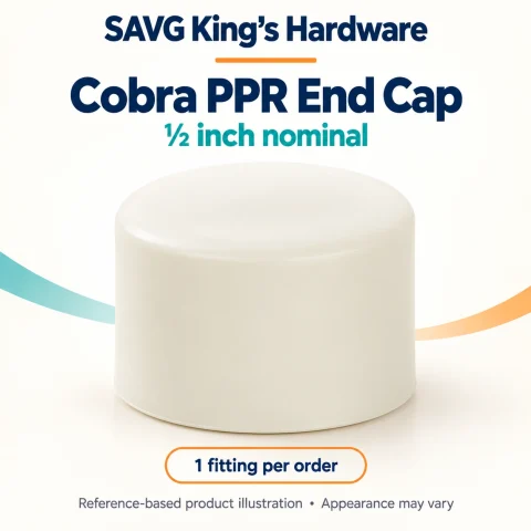 Cobra PPR End Cap ½″ — reference-based product illustration, sold as 1 fitting