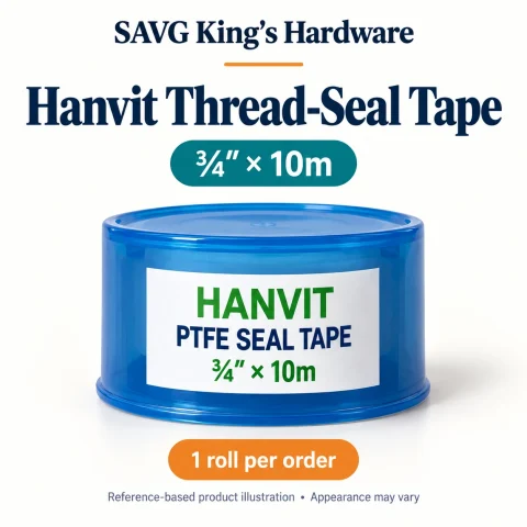 Hanvit PTFE Thread-Seal Tape ¾″ × 10m — reference-based product illustration, sold as 1 roll