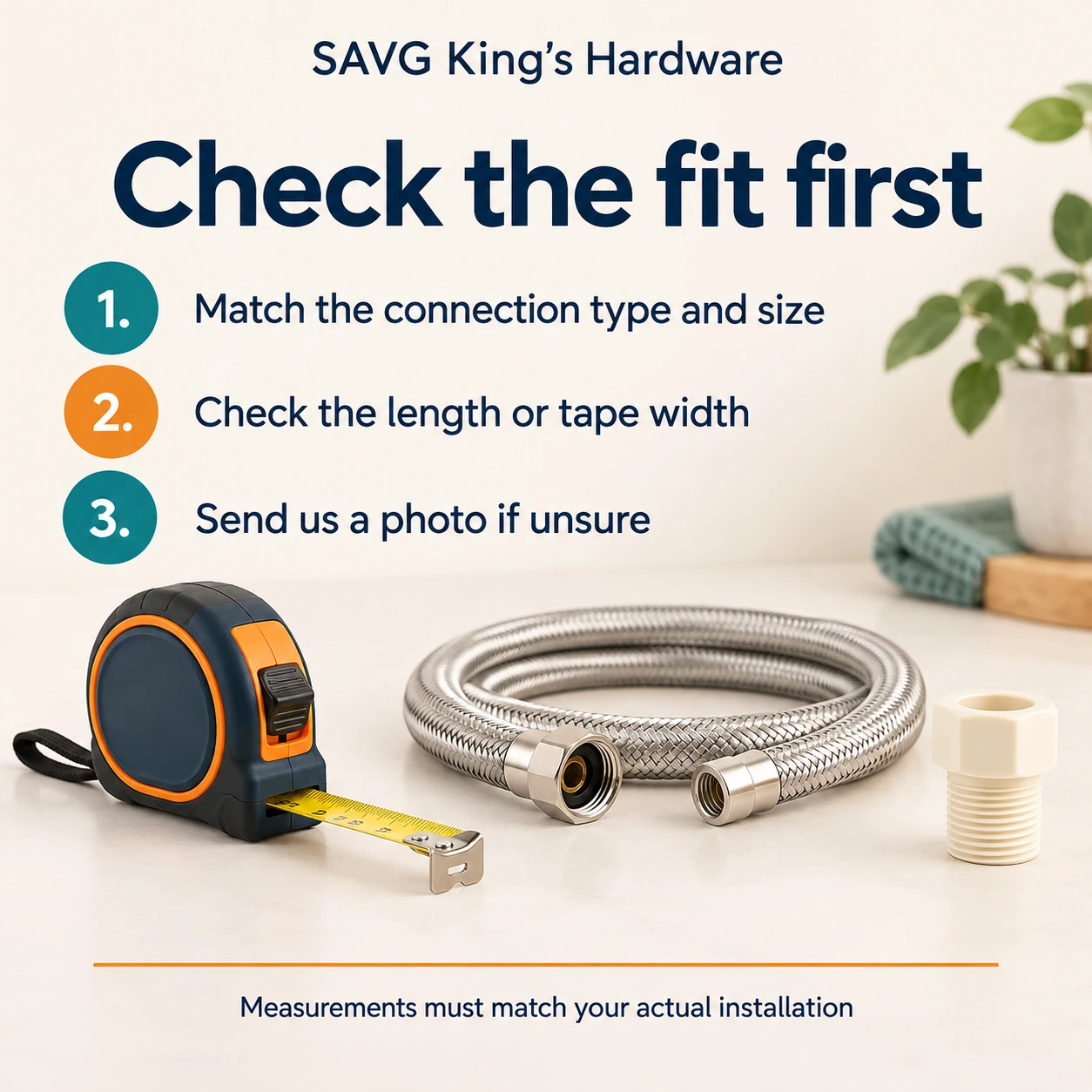 SAVG King's Hardware — plumbing fit guide; items sold separately