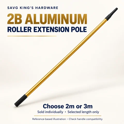 Reference-based SAVG illustration of one aluminum roller extension pole. Choose the listed 2m or 3m length, roller sold separately. Appearance and attachment may vary.