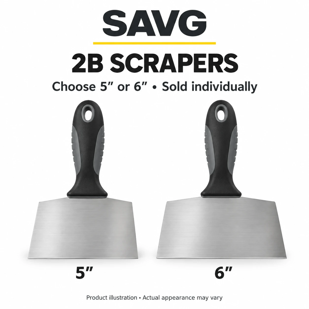 SAVG illustration of 2B 5-inch and 6-inch scrapers, sold individually
