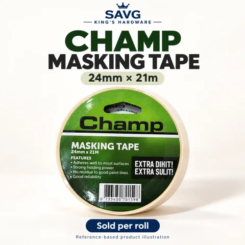 Original SAVG reference-based Champ masking tape illustration, 24mm by 21m, sold per roll.