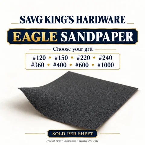 Original SAVG illustration of one Eagle sandpaper sheet. Supplied grit is the grade selected in the product title, not a mixed pack.