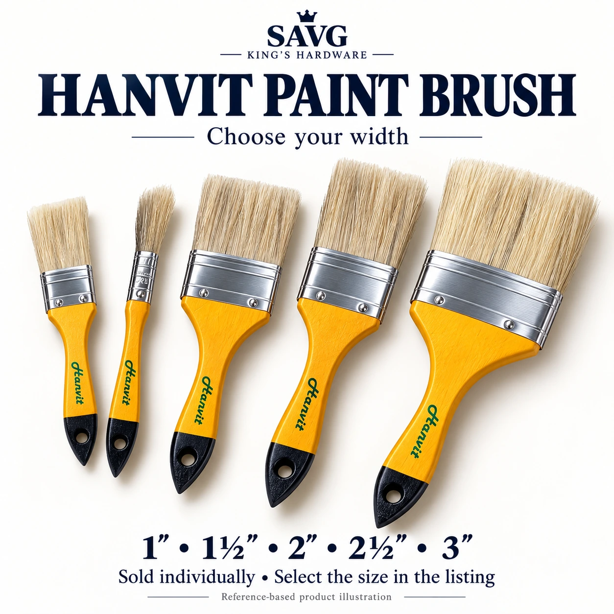 Original SAVG reference-based Hanvit paint brush range illustration. Choose the individual brush width in the listing; not a set.