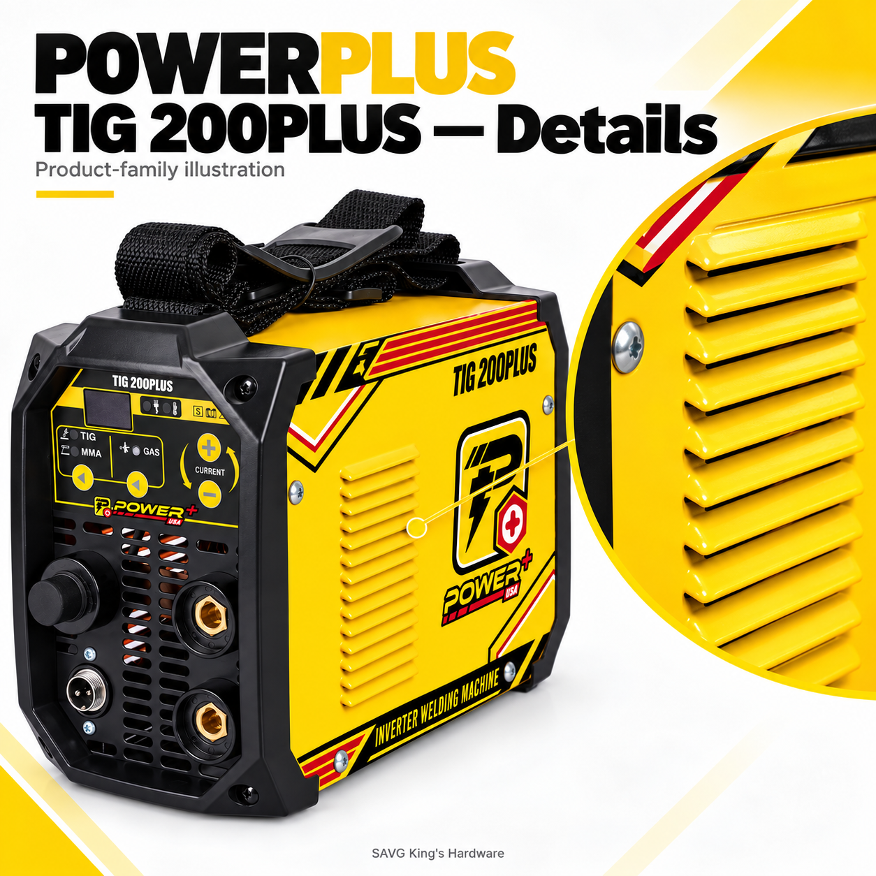 POWERPLUS TIG 200PLUS: enlarged product detail. Product-family illustration.