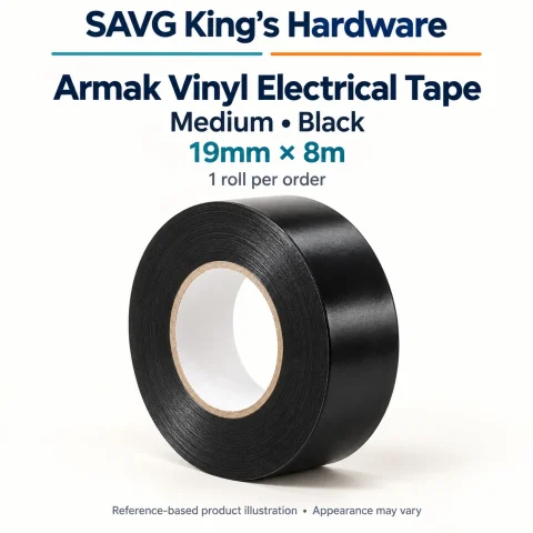 Armak Vinyl Electrical Tape Medium 19mm × 8m – Black – SAVG King's Hardware reference illustration