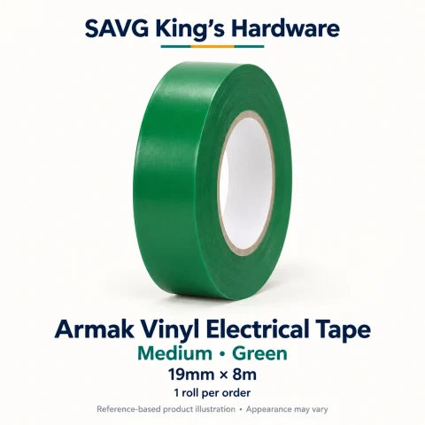 Armak Vinyl Electrical Tape Medium 19mm × 8m – Green – SAVG King's Hardware reference illustration